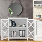 Buffet Cabinet with Tempered Glass Doors & Adjustable Shelves for Kitchen - 35.5 x 15.5 x 38 (L x W x H)