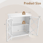 Buffet Cabinet with Tempered Glass Doors & Adjustable Shelves for Kitchen - 35.5 x 15.5 x 38 (L x W x H)