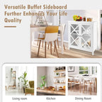 Buffet Cabinet with Tempered Glass Doors & Adjustable Shelves for Kitchen - 35.5 x 15.5 x 38 (L x W x H)