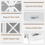 Buffet Cabinet with Tempered Glass Doors & Adjustable Shelves for Kitchen - 35.5 x 15.5 x 38 (L x W x H)