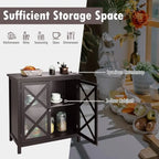 Buffet Cabinet with Tempered Glass Doors & Adjustable Shelves for Kitchen - 35.5 x 15.5 x 38 (L x W x H)