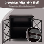 Buffet Cabinet with Tempered Glass Doors & Adjustable Shelves for Kitchen - 35.5 x 15.5 x 38 (L x W x H)