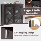 Buffet Cabinet with Tempered Glass Doors & Adjustable Shelves for Kitchen - 35.5 x 15.5 x 38 (L x W x H)