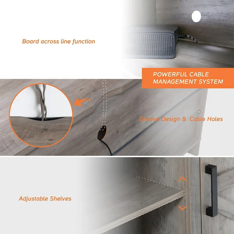 Farmhouse Barndoor TV Stand Entertainment Center for TVs up to 70-inch