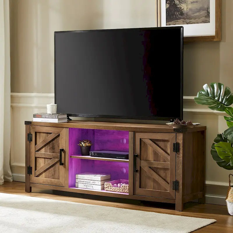 Farmhouse Barndoor TV Stand Entertainment Center for TVs up to 70-inch