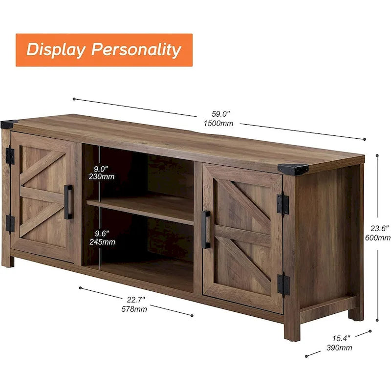 Farmhouse Barndoor TV Stand Entertainment Center for TVs up to 70-inch