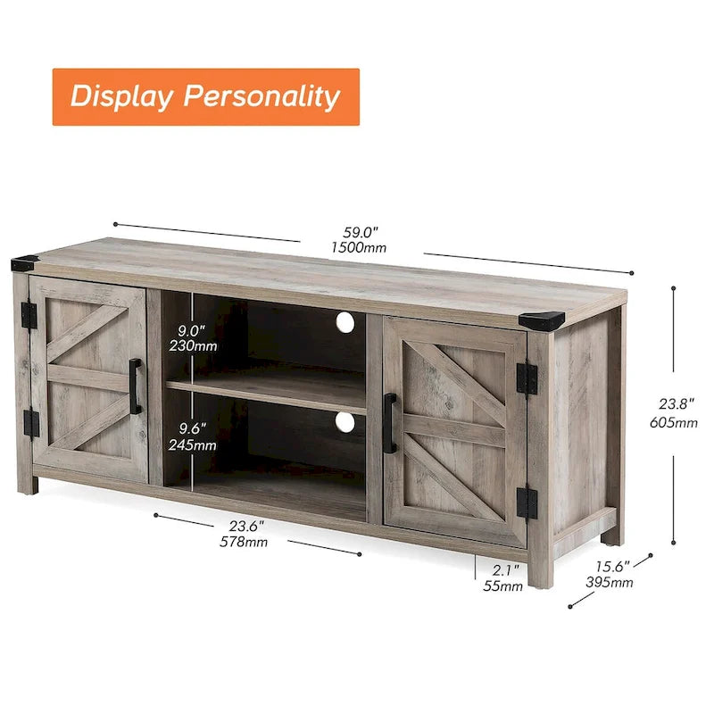 Farmhouse Barndoor TV Stand Entertainment Center for TVs up to 70-inch