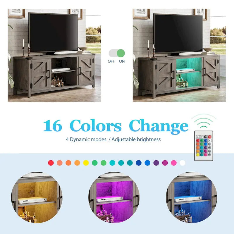 Farmhouse Barndoor TV Stand Entertainment Center for TVs up to 70-inch