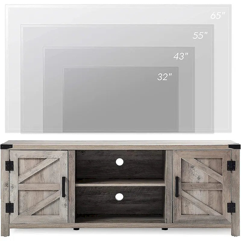 Farmhouse Barndoor TV Stand Entertainment Center for TVs up to 70-inch