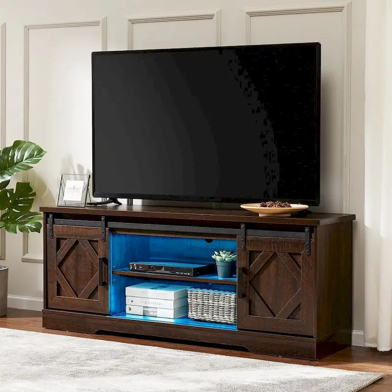 Farmhouse Barndoor TV Stand Entertainment Center for TVs up to 70-inch