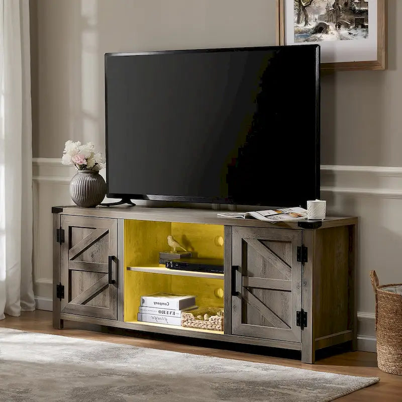 Farmhouse Barndoor TV Stand Entertainment Center for TVs up to 70-inch