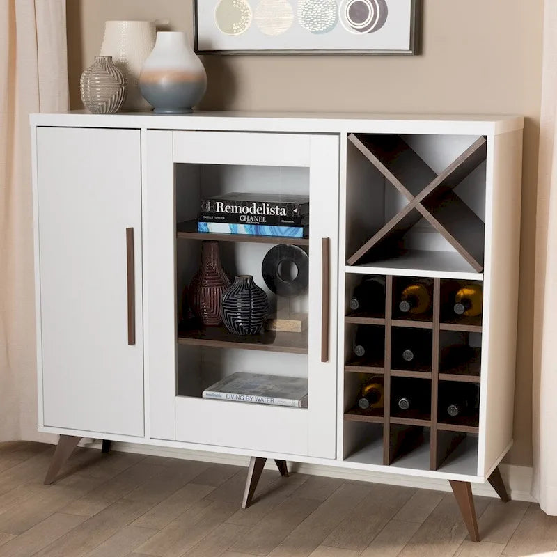 Pietro Mid-Century Modern Finished Wine Cabinet - 38.78 High x 47.24 Wide x 13.39 Deep