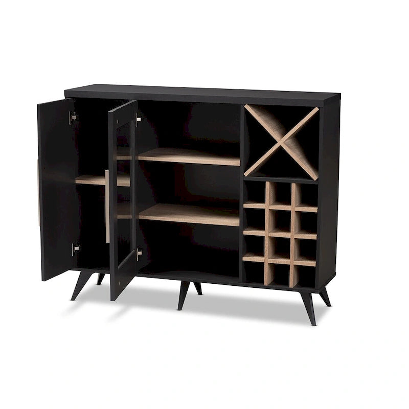 Pietro Mid-Century Modern Finished Wine Cabinet - 38.78 High x 47.24 Wide x 13.39 Deep