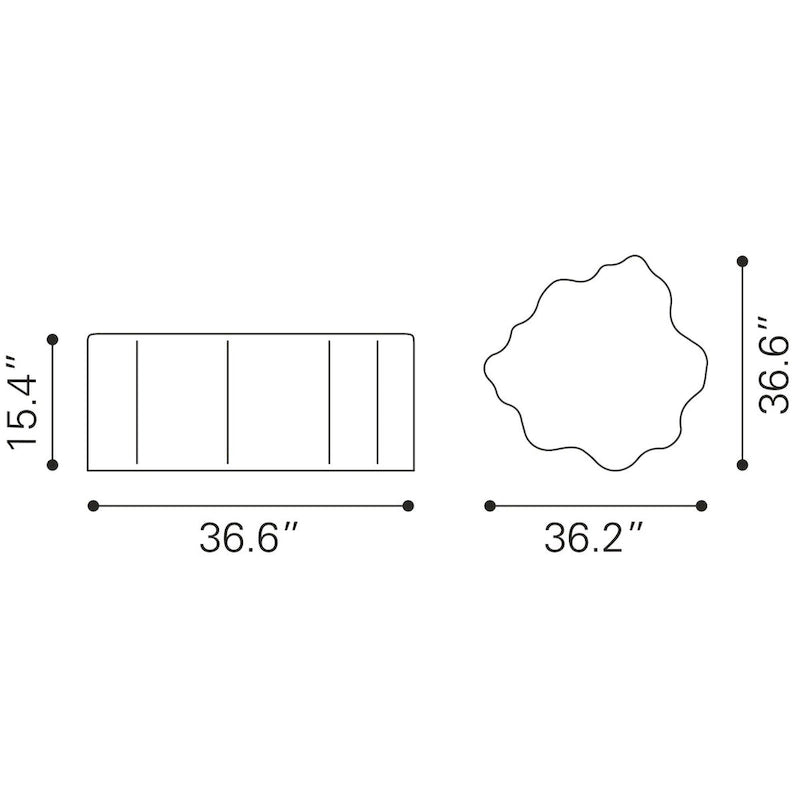 Coffee Table - 36.6  W x 36.2  D x 15.4  H