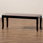 Cornelie Modern and Contemporary Transitional Fabric Upholstered and Dark Brown Finished Wood Dining Bench