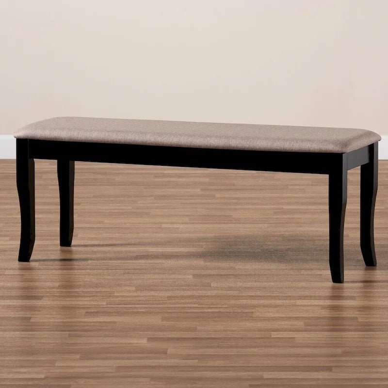 Cornelie Modern and Contemporary Transitional Fabric Upholstered and Dark Brown Finished Wood Dining Bench