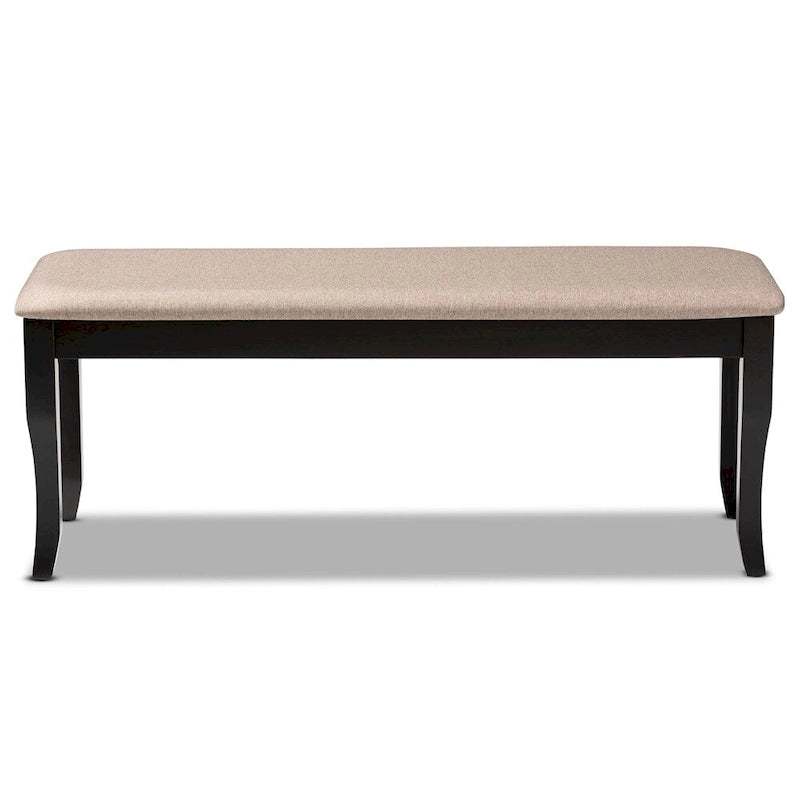 Cornelie Modern and Contemporary Transitional Fabric Upholstered and Dark Brown Finished Wood Dining Bench