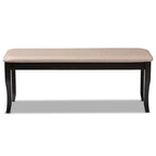 Cornelie Modern and Contemporary Transitional Fabric Upholstered and Dark Brown Finished Wood Dining Bench
