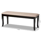 Cornelie Modern and Contemporary Transitional Fabric Upholstered and Dark Brown Finished Wood Dining Bench
