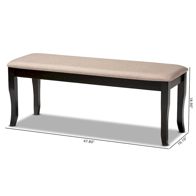 Cornelie Modern and Contemporary Transitional Fabric Upholstered and Dark Brown Finished Wood Dining Bench