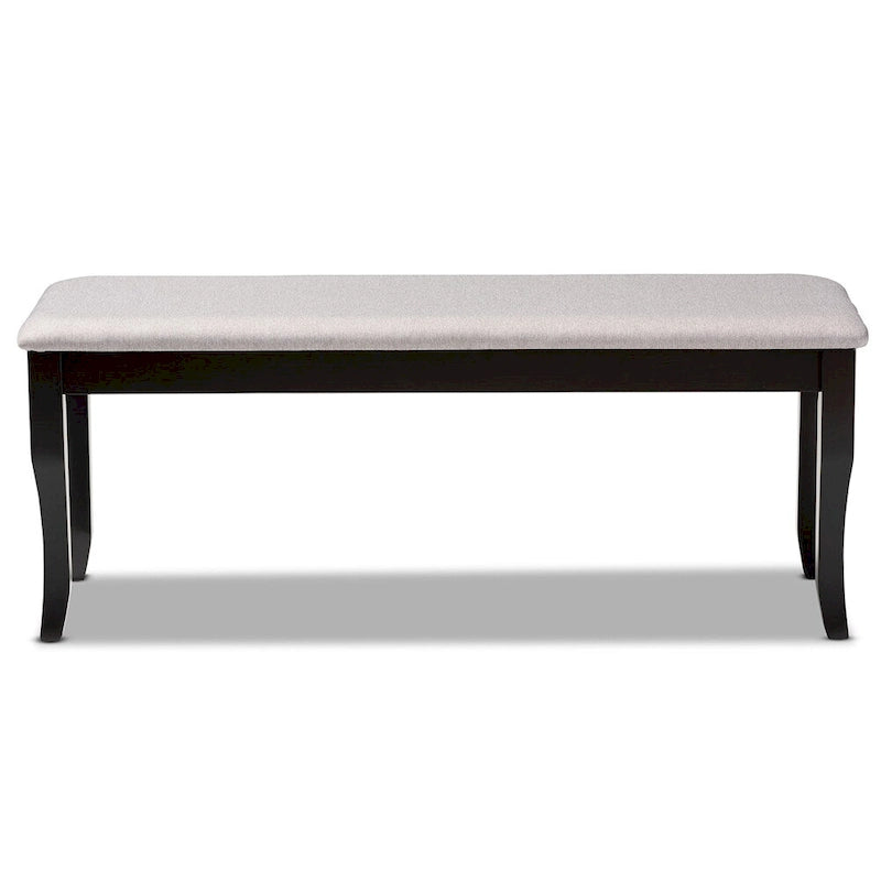Cornelie Modern and Contemporary Transitional Fabric Upholstered and Dark Brown Finished Wood Dining Bench
