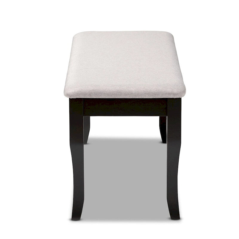 Cornelie Modern and Contemporary Transitional Fabric Upholstered and Dark Brown Finished Wood Dining Bench