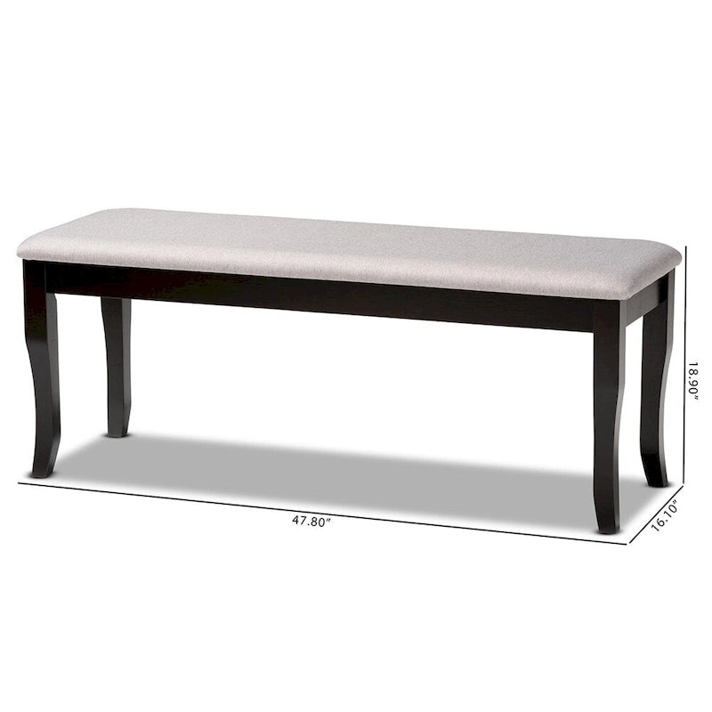 Cornelie Modern and Contemporary Transitional Fabric Upholstered and Dark Brown Finished Wood Dining Bench