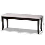 Cornelie Modern and Contemporary Transitional Fabric Upholstered and Dark Brown Finished Wood Dining Bench