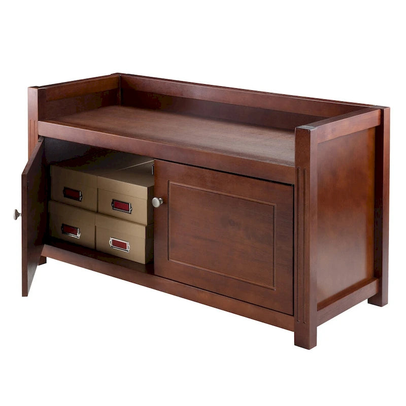 Charleston Storage Bench, Walnut - 39.76 x 15.35 x 21.65 inches