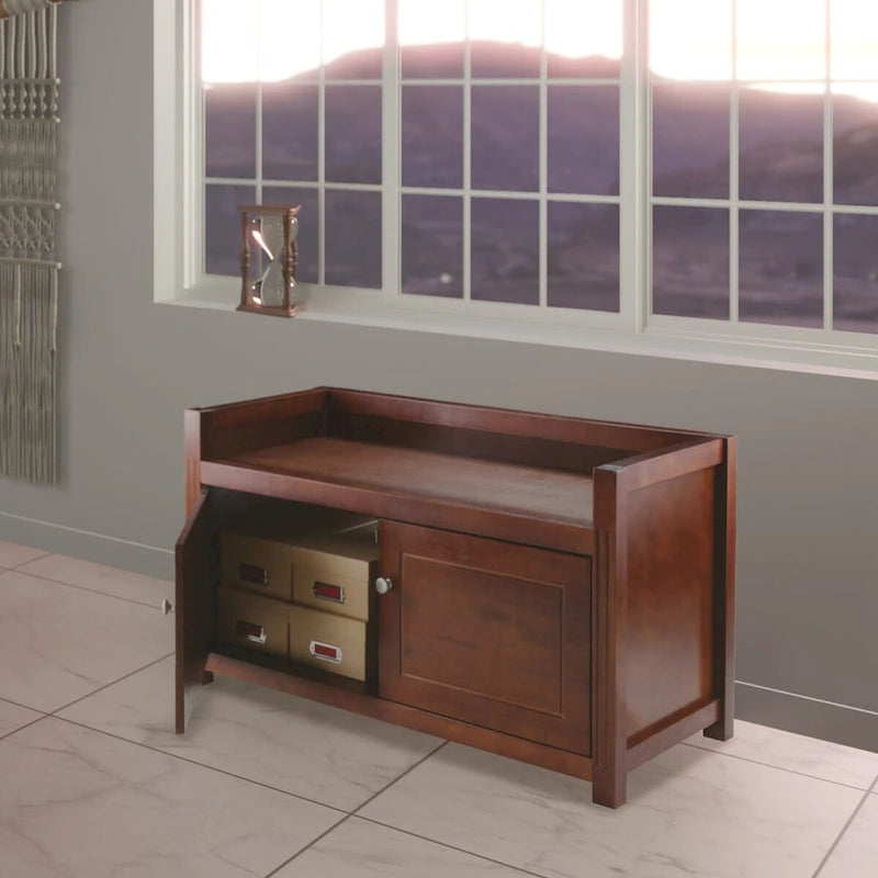 Charleston Storage Bench, Walnut - 39.76 x 15.35 x 21.65 inches
