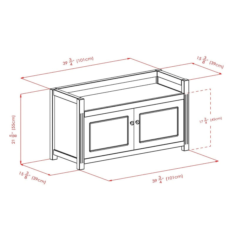 Charleston Storage Bench, Walnut - 39.76 x 15.35 x 21.65 inches