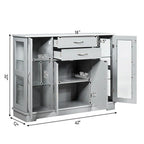 Wood Buffet Sideboard Cabinet with Glass Display Doors - 42 inches L x 11.5 inches W x 32 inches H