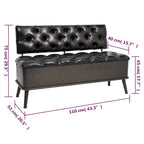 vidaXL Storage Bench with Backrest 43.3 Black Faux Leather - 43.3 x 20.5 x 29.5