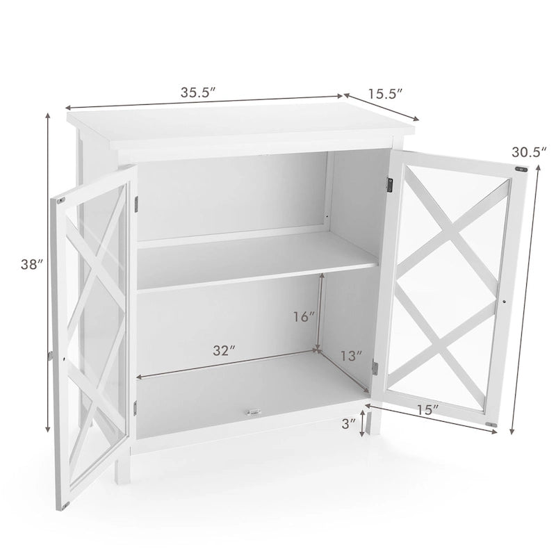 Costway Kitchen Buffet Sideboard Storage Cabinet w/Glass Doors & - See Details