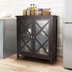 Costway Kitchen Buffet Sideboard Storage Cabinet w/Glass Doors & - See Details