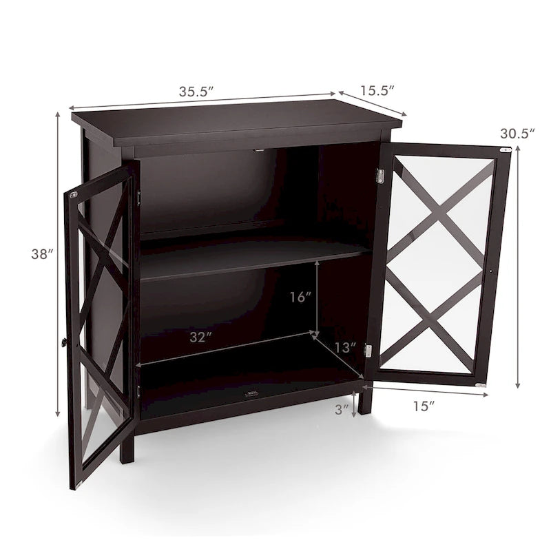 Costway Kitchen Buffet Sideboard Storage Cabinet w/Glass Doors & - See Details