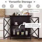 Costway Kitchen Buffet Sideboard Storage Cabinet w/Glass Doors & - See Details