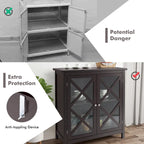 Costway Kitchen Buffet Sideboard Storage Cabinet w/Glass Doors & - See Details