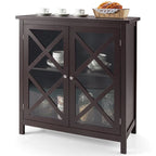 Costway Kitchen Buffet Sideboard Storage Cabinet w/Glass Doors & - See Details