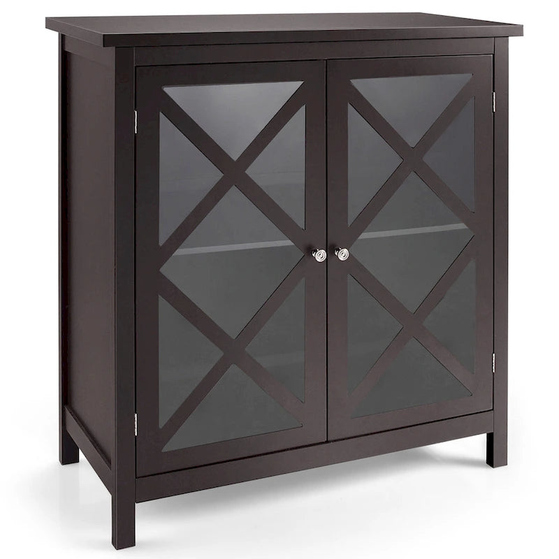Costway Kitchen Buffet Sideboard Storage Cabinet w/Glass Doors & - See Details
