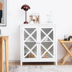 Costway Kitchen Buffet Sideboard Storage Cabinet w/Glass Doors & - See Details