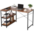 JJS L-Shaped Home Office Corner Writing Computer Desk with Build-in Bookcase