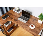 JJS L-Shaped Home Office Corner Writing Computer Desk with Build-in Bookcase