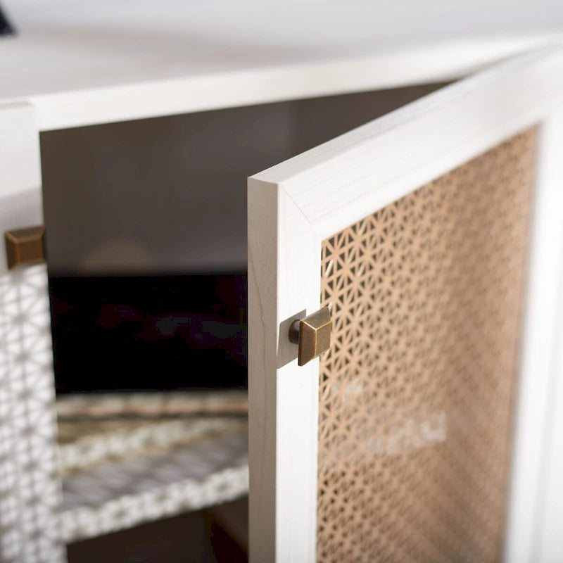 SAFAVIEH Micaela 63-inch 4-Door Storage Media TV Stand - 63.1  W x 16.3  D x 31.7  H - 63Wx16Dx32H