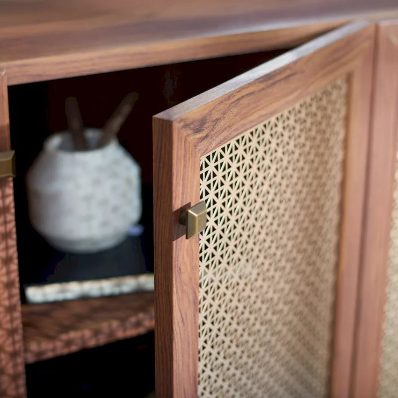 SAFAVIEH Micaela 63-inch 4-Door Storage Media TV Stand - 63.1  W x 16.3  D x 31.7  H - 63Wx16Dx32H