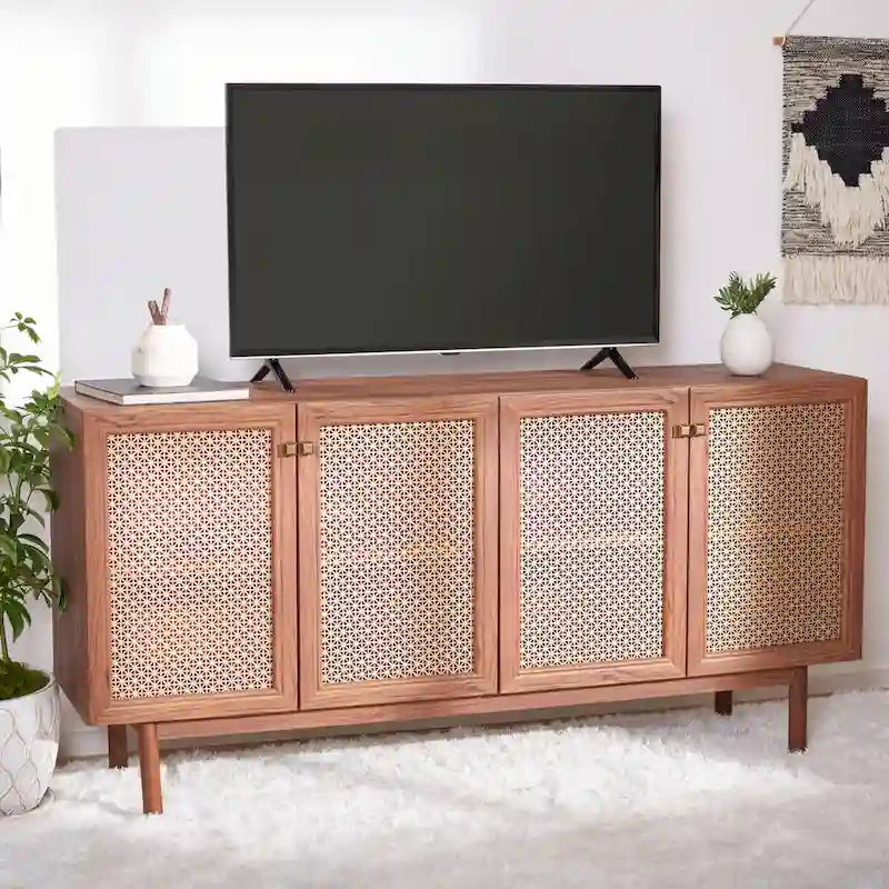 SAFAVIEH Micaela 63-inch 4-Door Storage Media TV Stand - 63.1  W x 16.3  D x 31.7  H - 63Wx16Dx32H