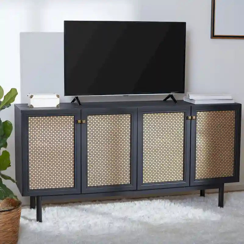 SAFAVIEH Micaela 63-inch 4-Door Storage Media TV Stand - 63.1  W x 16.3  D x 31.7  H - 63Wx16Dx32H