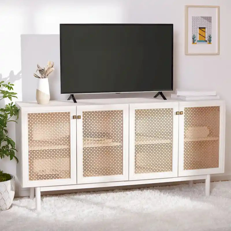 SAFAVIEH Micaela 63-inch 4-Door Storage Media TV Stand - 63.1  W x 16.3  D x 31.7  H - 63Wx16Dx32H