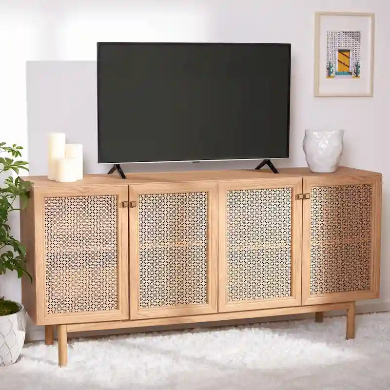 SAFAVIEH Micaela 63-inch 4-Door Storage Media TV Stand - 63.1  W x 16.3  D x 31.7  H - 63Wx16Dx32H