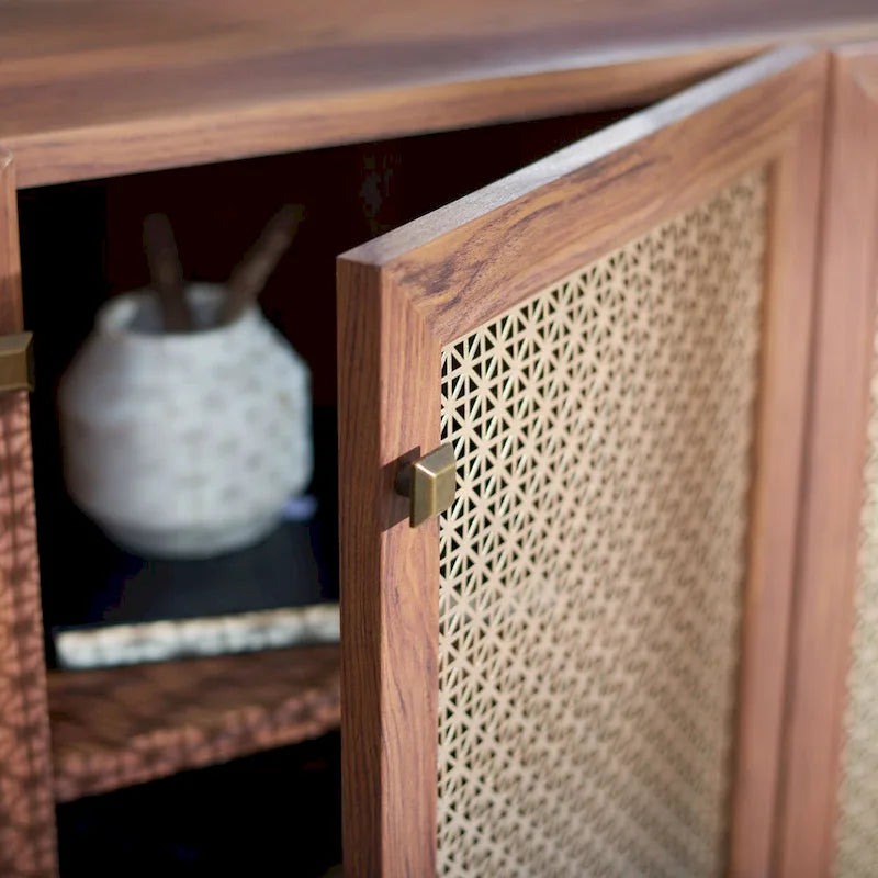 SAFAVIEH Micaela 63-inch 4-Door Storage Media TV Stand - 63.1  W x 16.3  D x 31.7  H - 63Wx16Dx32H